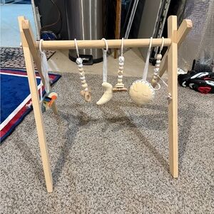 Wooden Baby Play Gym with Hanging Toys